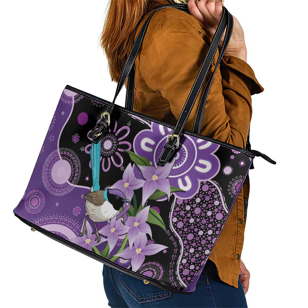 Australia Epilepsy Awareness Leather Tote Bag Purple-crowned Fairywren Boronia Aboriginal - Aussie Hoodie