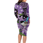 Australia Epilepsy Awareness Long Sleeve Bodycon Dress Purple-crowned Fairywren Boronia Aboriginal - Aussie Hoodie