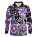 Australia Epilepsy Awareness Long Sleeve Polo Shirt Purple-crowned Fairywren Boronia Aboriginal - Aussie Hoodie