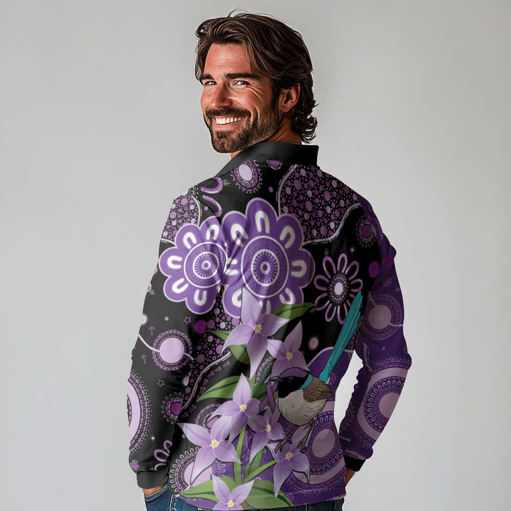 Australia Epilepsy Awareness Long Sleeve Polo Shirt Purple-crowned Fairywren Boronia Aboriginal - Aussie Hoodie