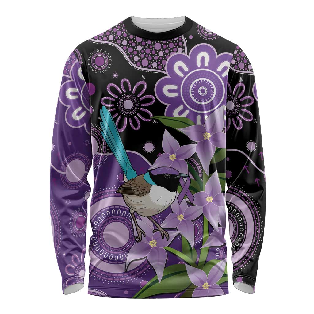 Australia Epilepsy Awareness Long Sleeve Shirt Purple-crowned Fairywren Boronia Aboriginal - Aussie Hoodie