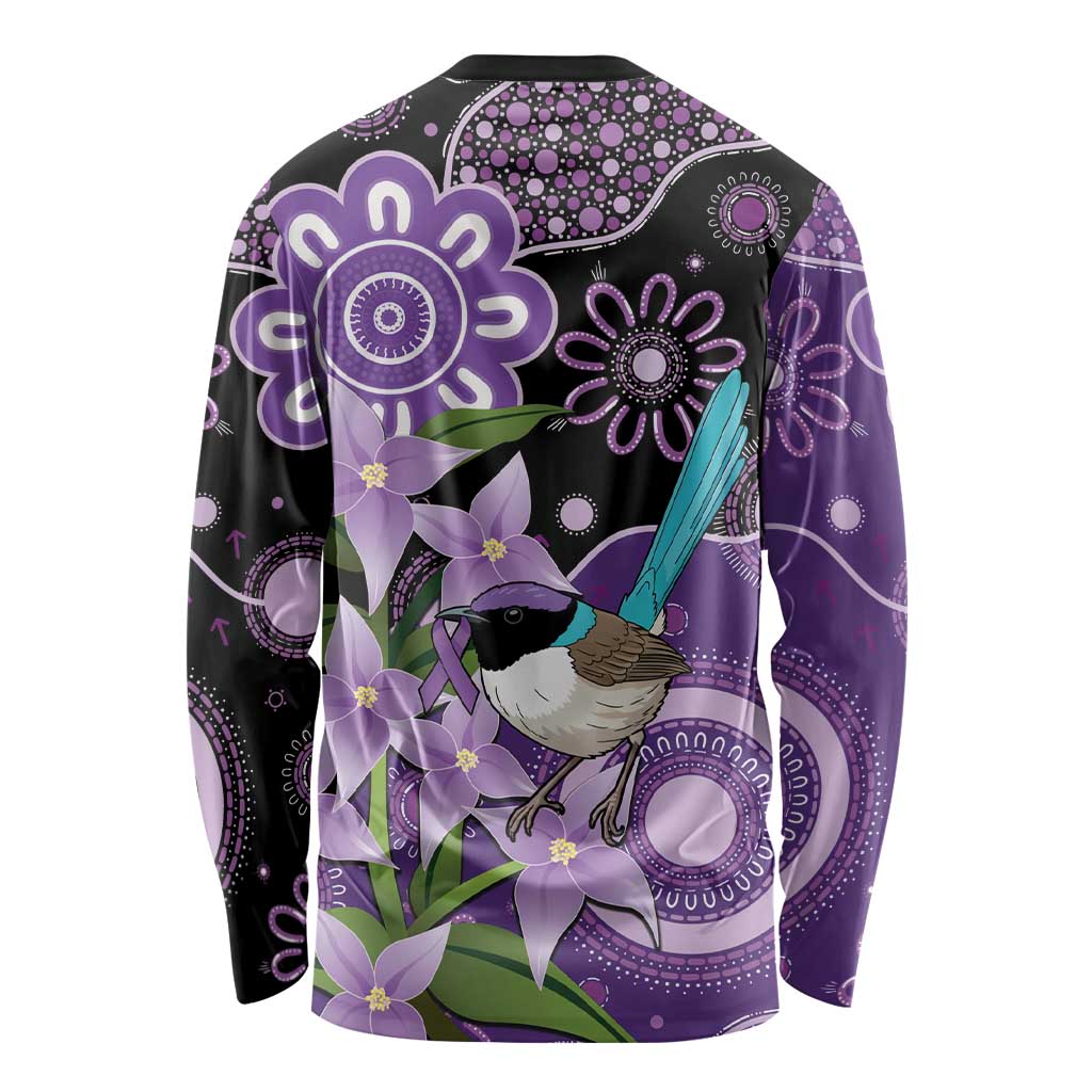 Australia Epilepsy Awareness Long Sleeve Shirt Purple-crowned Fairywren Boronia Aboriginal - Aussie Hoodie