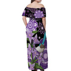 Australia Epilepsy Awareness Off Shoulder Maxi Dress Purple-crowned Fairywren Boronia Aboriginal - Aussie Hoodie