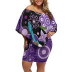 Australia Epilepsy Awareness Off Shoulder Short Dress Purple-crowned Fairywren Boronia Aboriginal - Aussie Hoodie