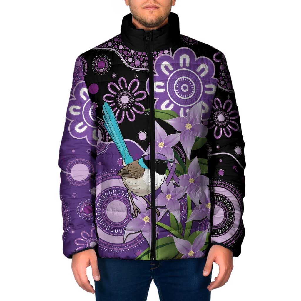 Australia Epilepsy Awareness Padded Jacket Purple-crowned Fairywren Boronia Aboriginal - Aussie Hoodie