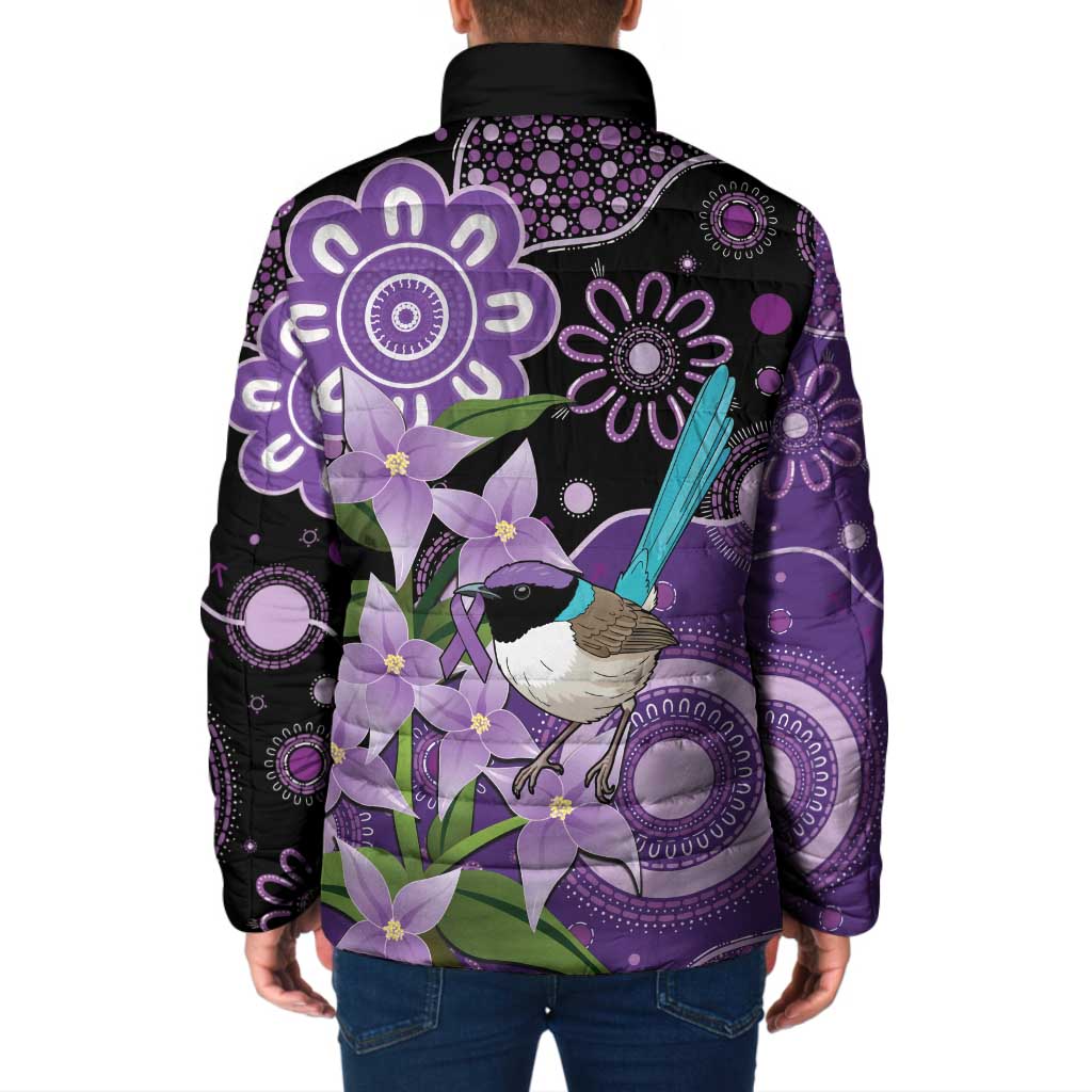 Australia Epilepsy Awareness Padded Jacket Purple-crowned Fairywren Boronia Aboriginal - Aussie Hoodie