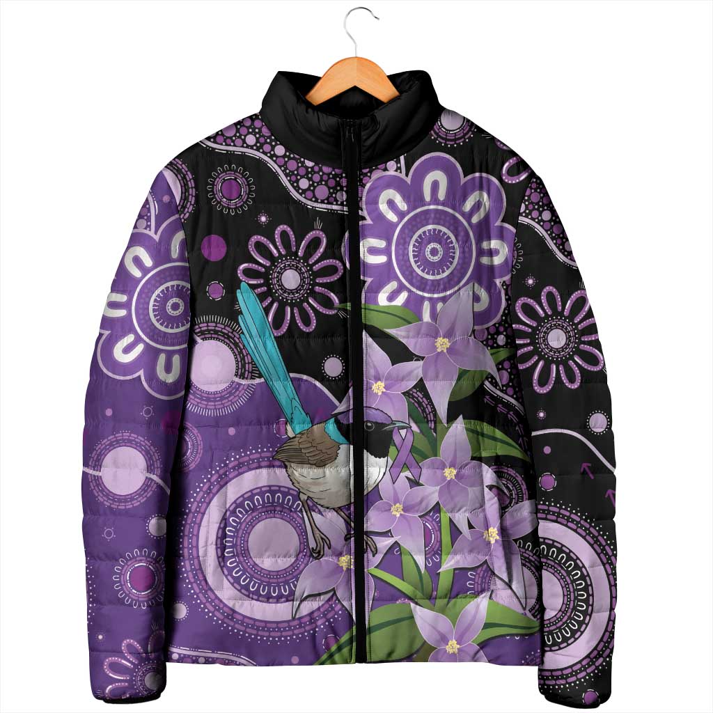 Australia Epilepsy Awareness Padded Jacket Purple-crowned Fairywren Boronia Aboriginal - Aussie Hoodie