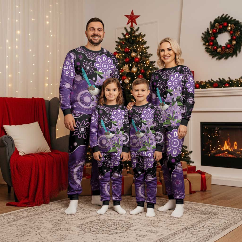 Australia Epilepsy Awareness Christmas Pajama Set Purple-crowned Fairywren Boronia Aboriginal - Aussie Hoodie