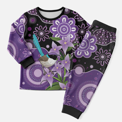 Australia Epilepsy Awareness Christmas Pajama Set Purple-crowned Fairywren Boronia Aboriginal - Aussie Hoodie