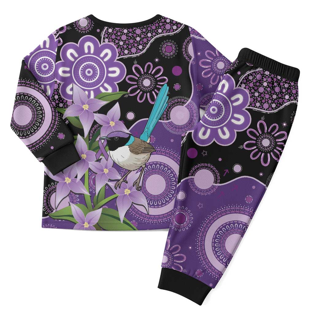 Australia Epilepsy Awareness Christmas Pajama Set Purple-crowned Fairywren Boronia Aboriginal - Aussie Hoodie