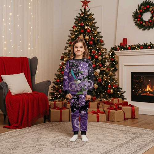 Australia Epilepsy Awareness Christmas Pajama Set Purple-crowned Fairywren Boronia Aboriginal - Aussie Hoodie