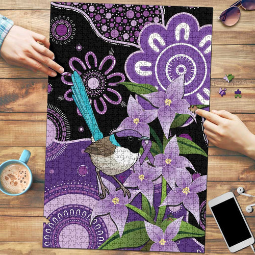 Australia Epilepsy Awareness Puzzle Purple-crowned Fairywren Boronia Aboriginal - Aussie Hoodie