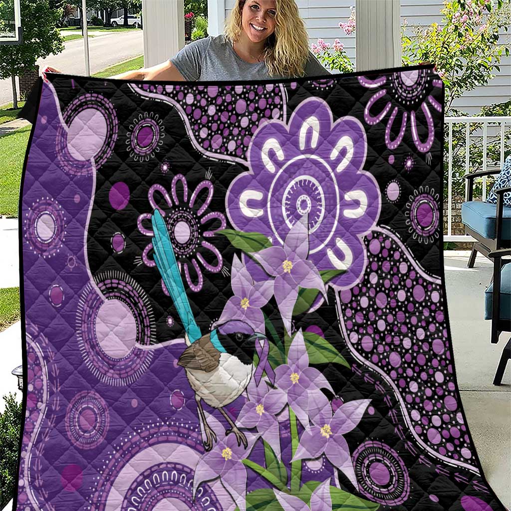 Australia Epilepsy Awareness Quilt Purple-crowned Fairywren Boronia Aboriginal - Aussie Hoodie