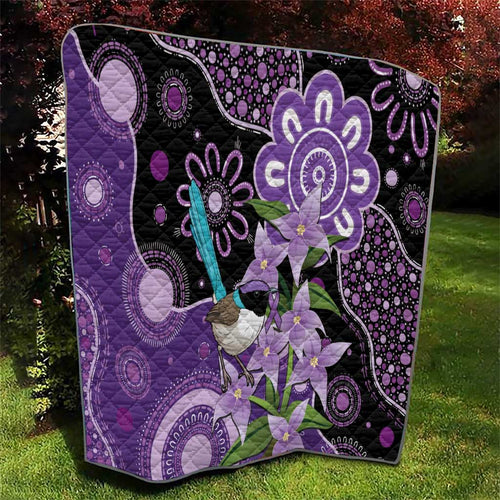 Australia Epilepsy Awareness Quilt Purple-crowned Fairywren Boronia Aboriginal - Aussie Hoodie
