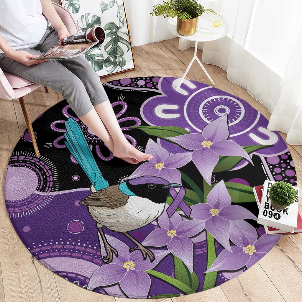 Australia Epilepsy Awareness Round Carpet Purple-crowned Fairywren Boronia Aboriginal - Aussie Hoodie