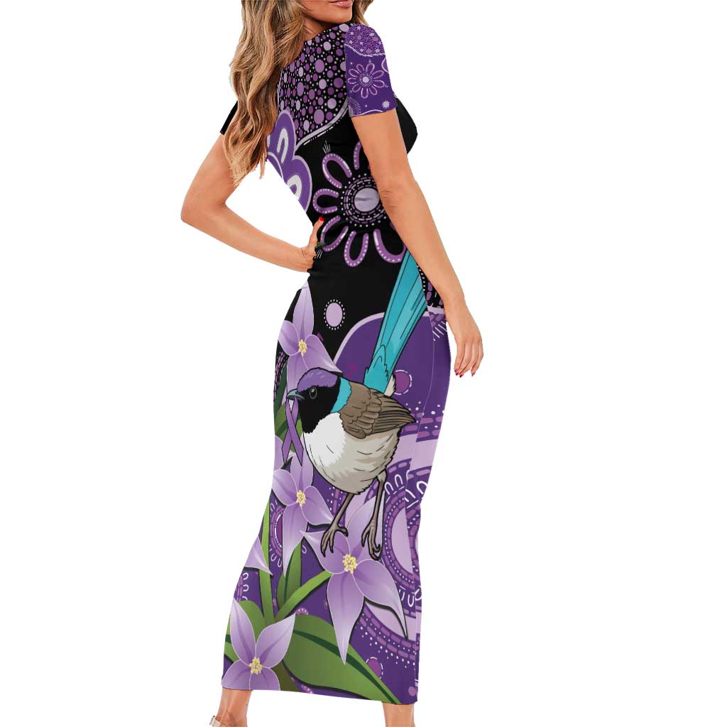 Australia Epilepsy Awareness Short Sleeve Bodycon Dress Purple-crowned Fairywren Boronia Aboriginal - Aussie Hoodie