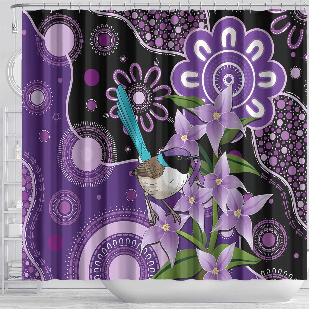 Australia Epilepsy Awareness Shower Curtain Purple-crowned Fairywren Boronia Aboriginal - Aussie Hoodie