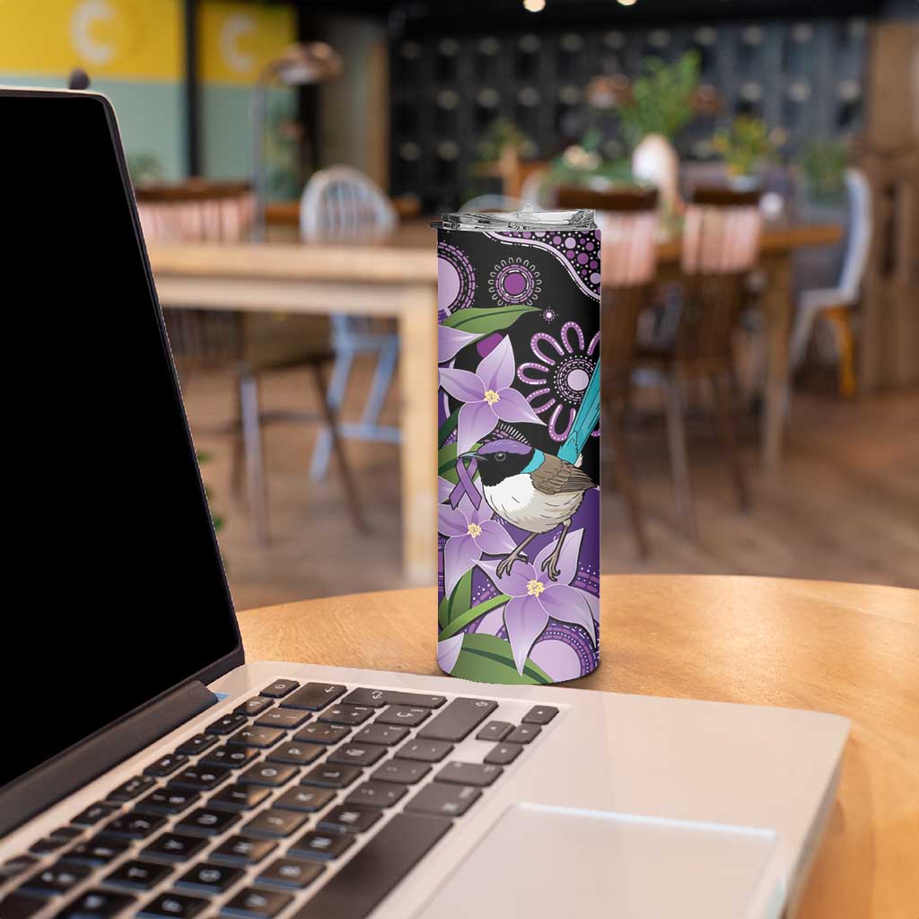 Australia Epilepsy Awareness Skinny Tumbler Purple-crowned Fairywren Boronia Aboriginal - Aussie Hoodie