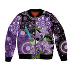 Australia Epilepsy Awareness Sleeve Zip Bomber Jacket Purple-crowned Fairywren Boronia Aboriginal - Aussie Hoodie