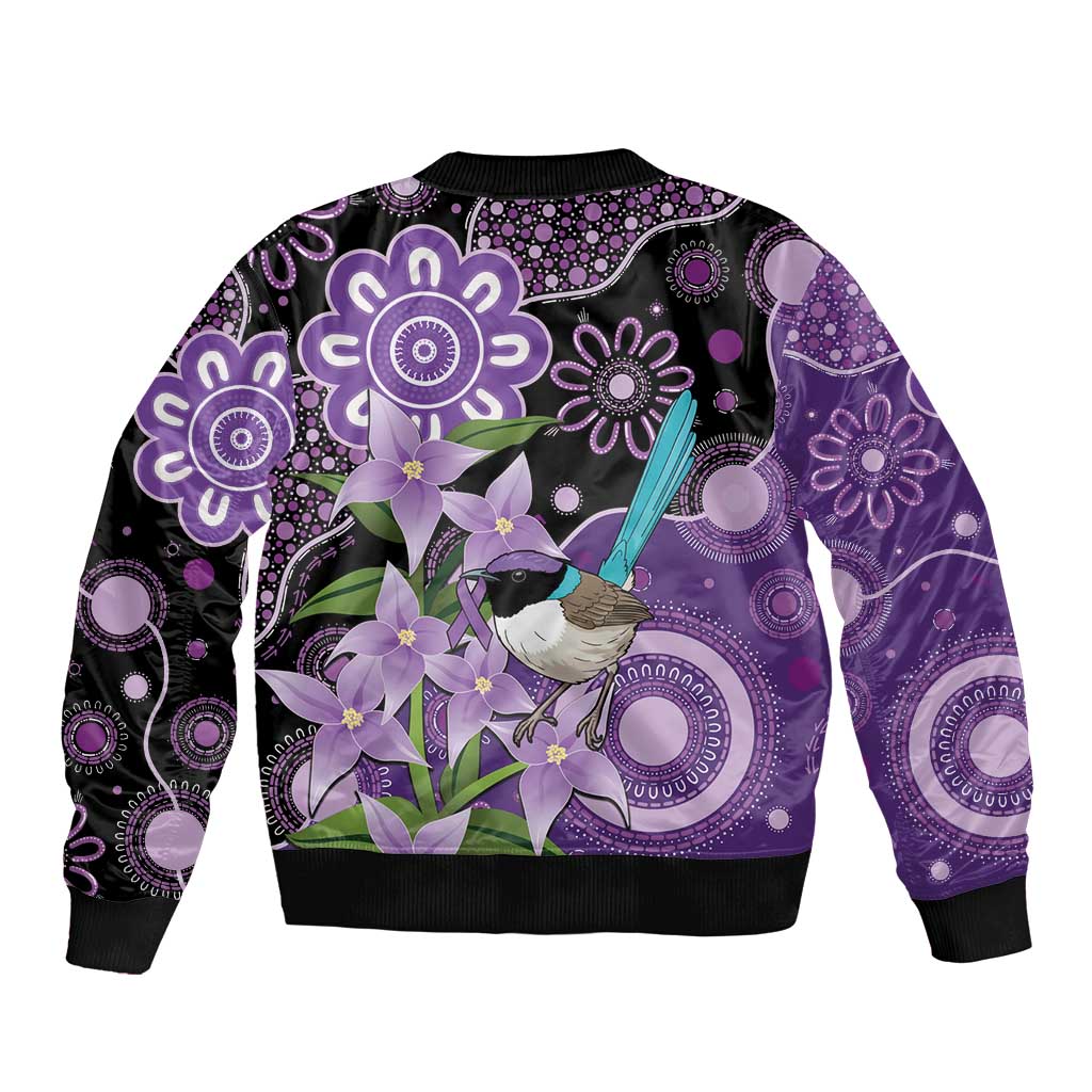 Australia Epilepsy Awareness Sleeve Zip Bomber Jacket Purple-crowned Fairywren Boronia Aboriginal - Aussie Hoodie