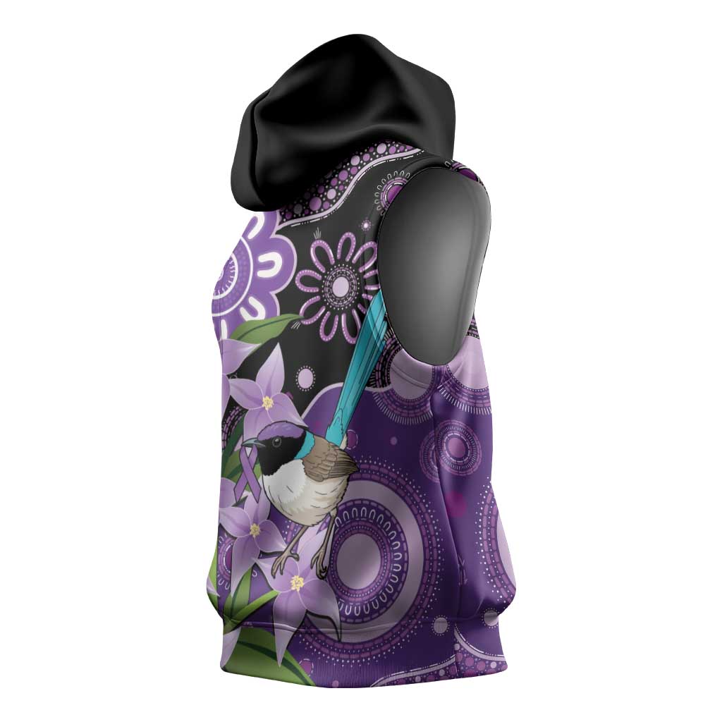 Australia Epilepsy Awareness Sleeveless Hoodie Purple-crowned Fairywren Boronia Aboriginal - Aussie Hoodie