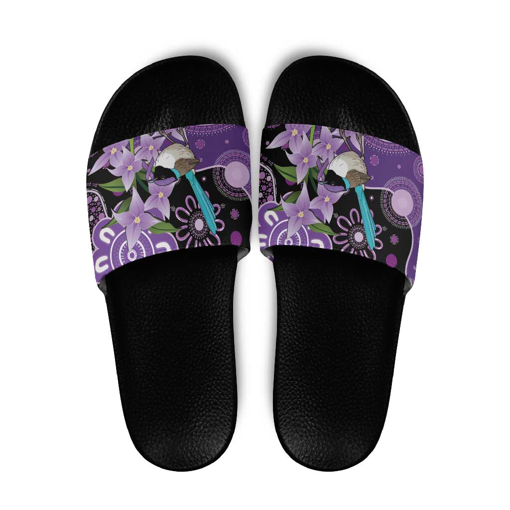 Australia Epilepsy Awareness Slide Sandals Purple-crowned Fairywren Boronia Aboriginal - Aussie Hoodie