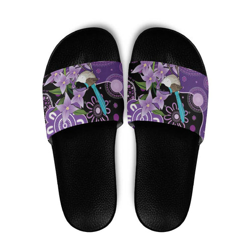 Australia Epilepsy Awareness Slide Sandals Purple-crowned Fairywren Boronia Aboriginal - Aussie Hoodie