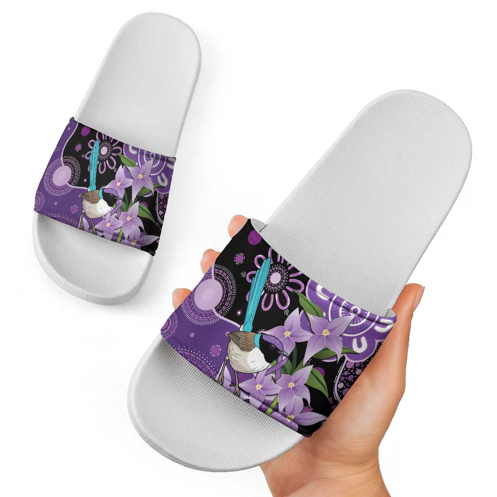 Australia Epilepsy Awareness Slide Sandals Purple-crowned Fairywren Boronia Aboriginal - Aussie Hoodie
