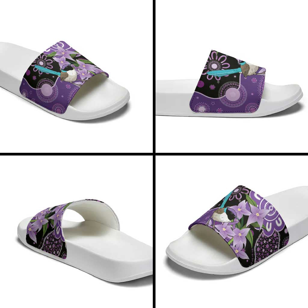 Australia Epilepsy Awareness Slide Sandals Purple-crowned Fairywren Boronia Aboriginal - Aussie Hoodie