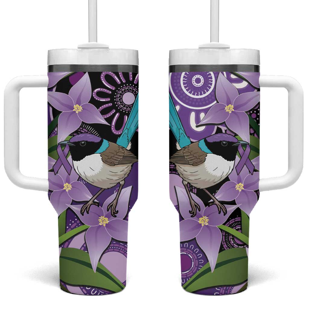 Australia Epilepsy Awareness Tumbler With Handle Purple-crowned Fairywren Boronia Aboriginal - Aussie Hoodie