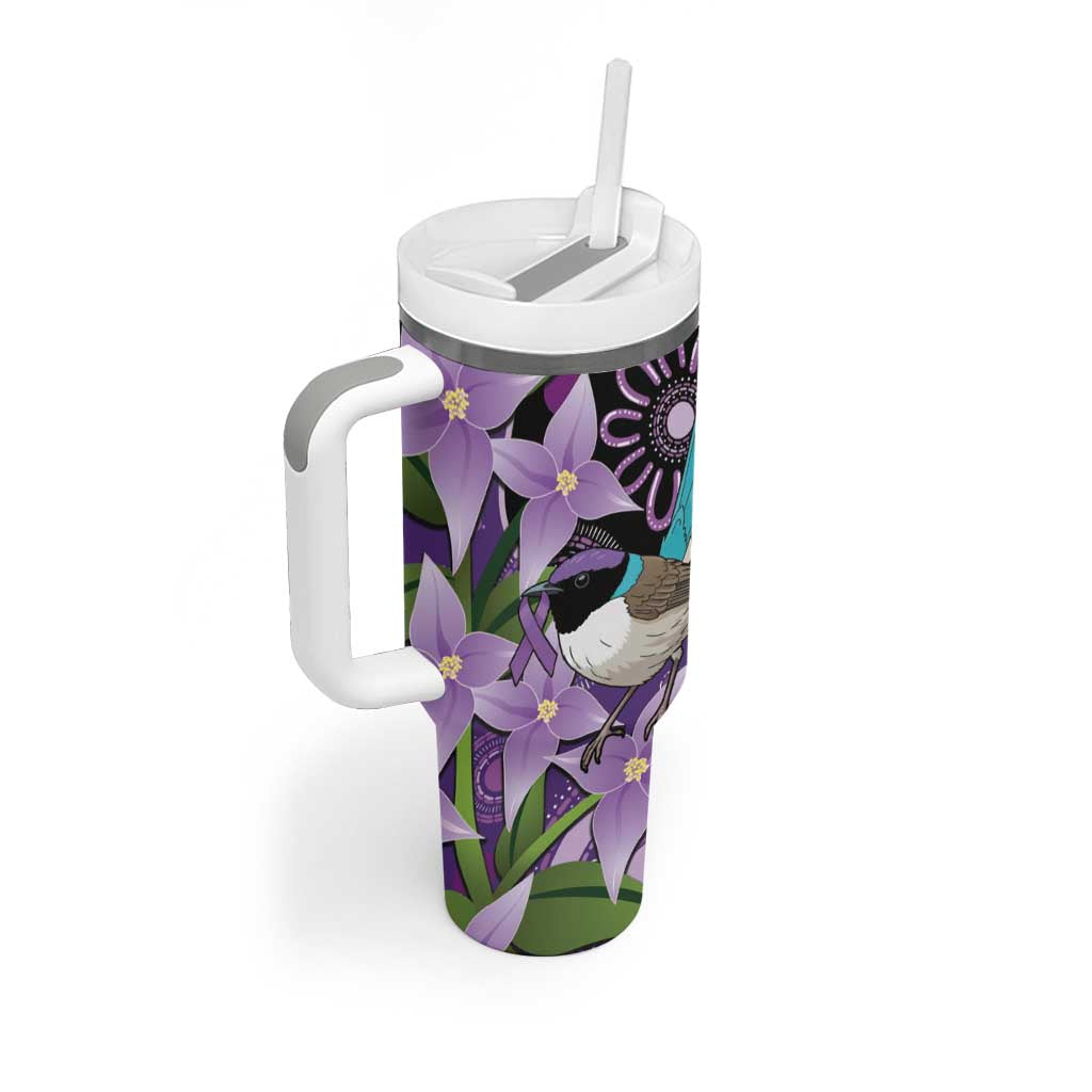 Australia Epilepsy Awareness Tumbler With Handle Purple-crowned Fairywren Boronia Aboriginal - Aussie Hoodie