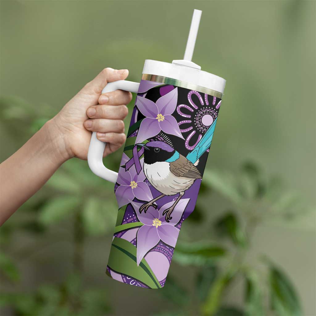 Australia Epilepsy Awareness Tumbler With Handle Purple-crowned Fairywren Boronia Aboriginal - Aussie Hoodie