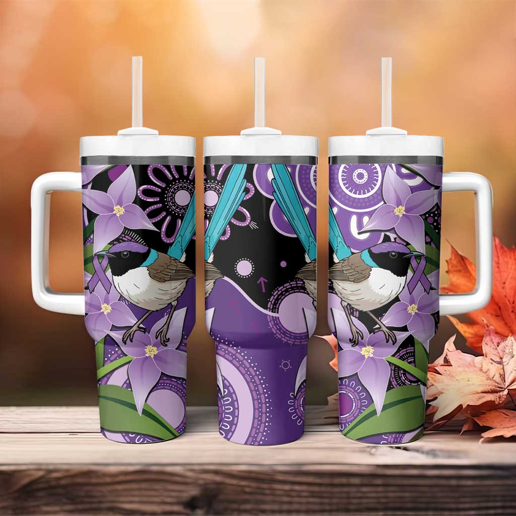 Australia Epilepsy Awareness Tumbler With Handle Purple-crowned Fairywren Boronia Aboriginal - Aussie Hoodie