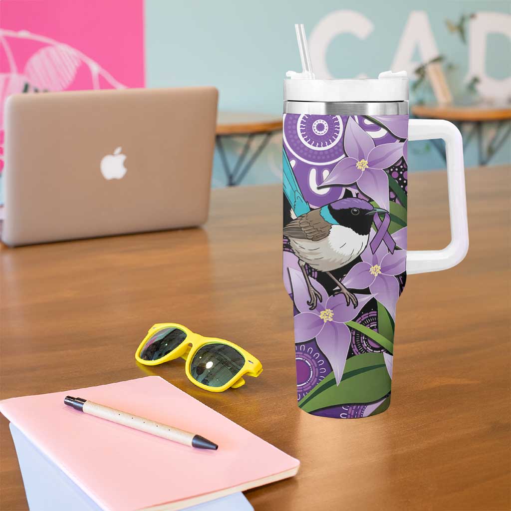 Australia Epilepsy Awareness Tumbler With Handle Purple-crowned Fairywren Boronia Aboriginal - Aussie Hoodie