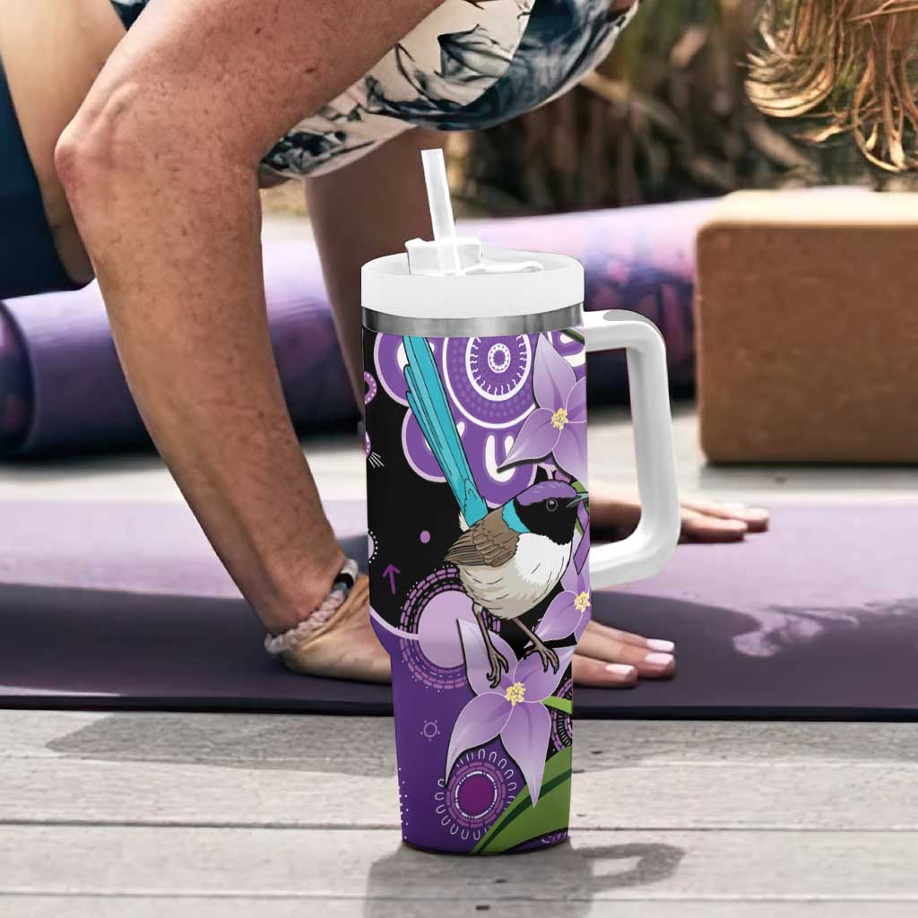 Australia Epilepsy Awareness Tumbler With Handle Purple-crowned Fairywren Boronia Aboriginal - Aussie Hoodie