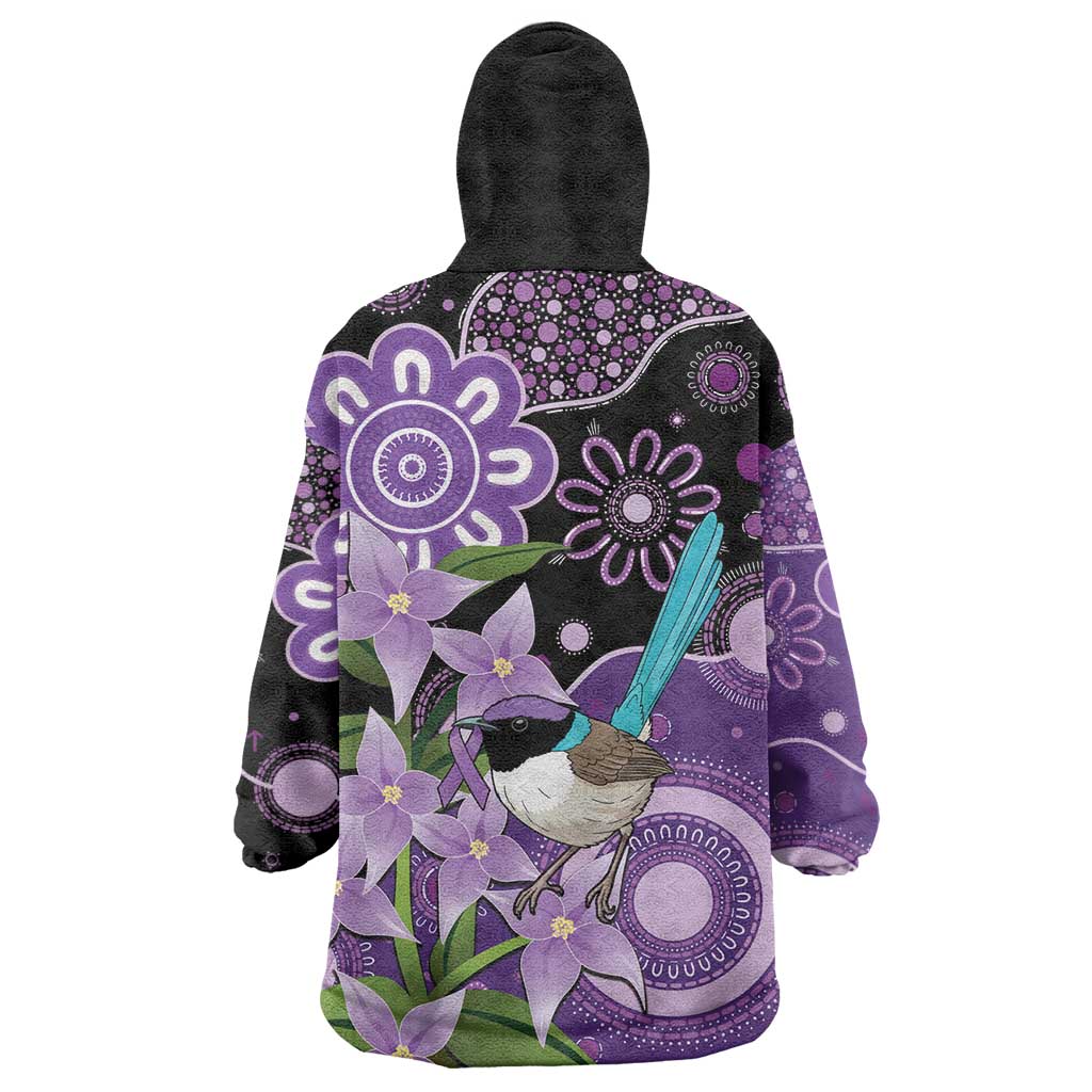 Australia Epilepsy Awareness Wearable Blanket Hoodie Purple-crowned Fairywren Boronia Aboriginal - Aussie Hoodie