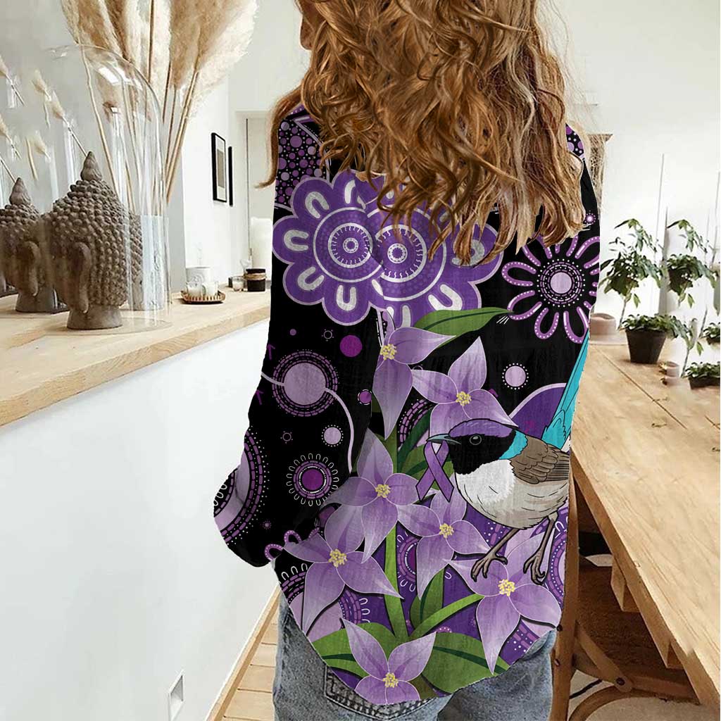 Australia Epilepsy Awareness Women Casual Shirt Purple-crowned Fairywren Boronia Aboriginal - Aussie Hoodie