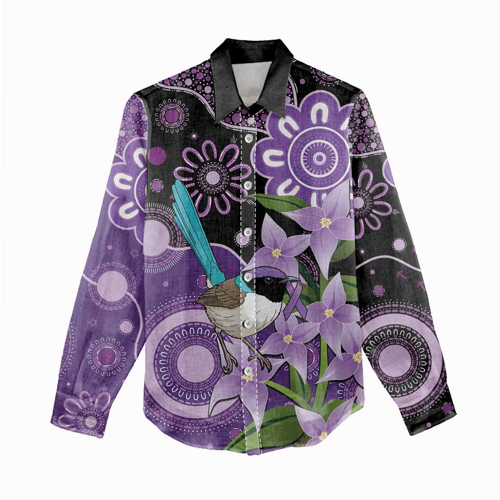Australia Epilepsy Awareness Women Casual Shirt Purple-crowned Fairywren Boronia Aboriginal - Aussie Hoodie
