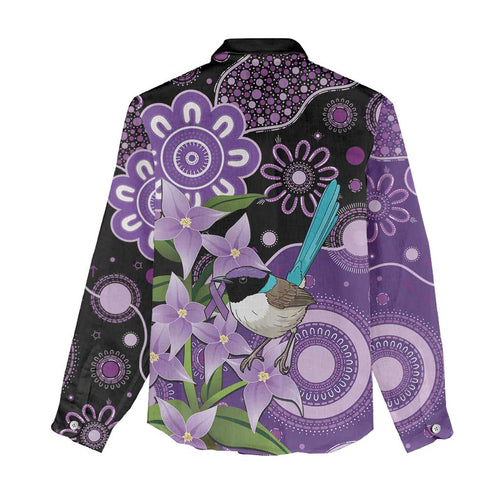 Australia Epilepsy Awareness Women Casual Shirt Purple-crowned Fairywren Boronia Aboriginal - Aussie Hoodie