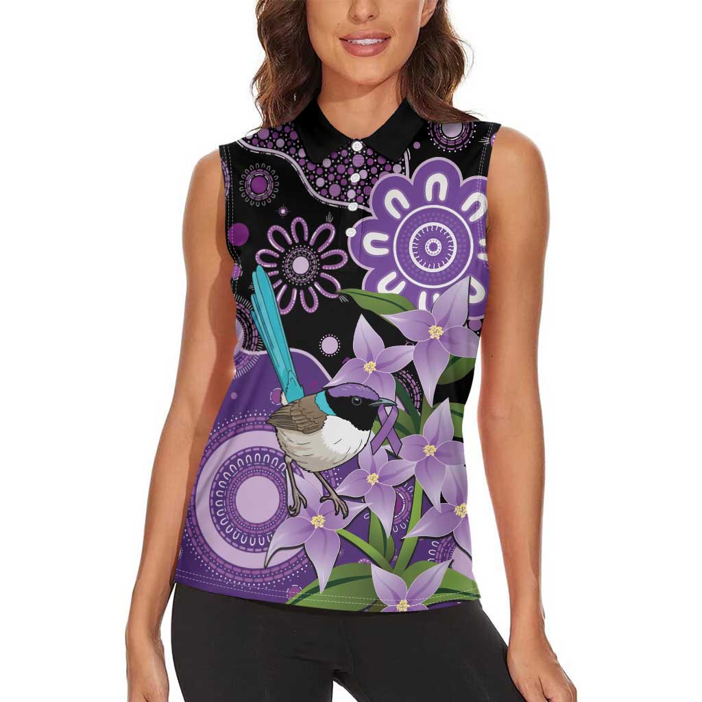 Australia Epilepsy Awareness Women Sleeveless Polo Shirt Purple-crowned Fairywren Boronia Aboriginal - Aussie Hoodie