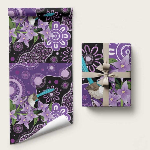 Australia Epilepsy Awareness Wrapping Paper Purple-crowned Fairywren Boronia Aboriginal - Aussie Hoodie