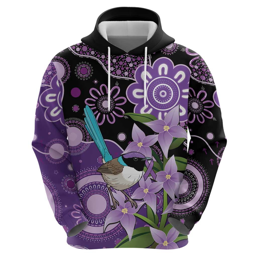 Australia Epilepsy Awareness Zip Hoodie Purple-crowned Fairywren Boronia Aboriginal - Aussie Hoodie
