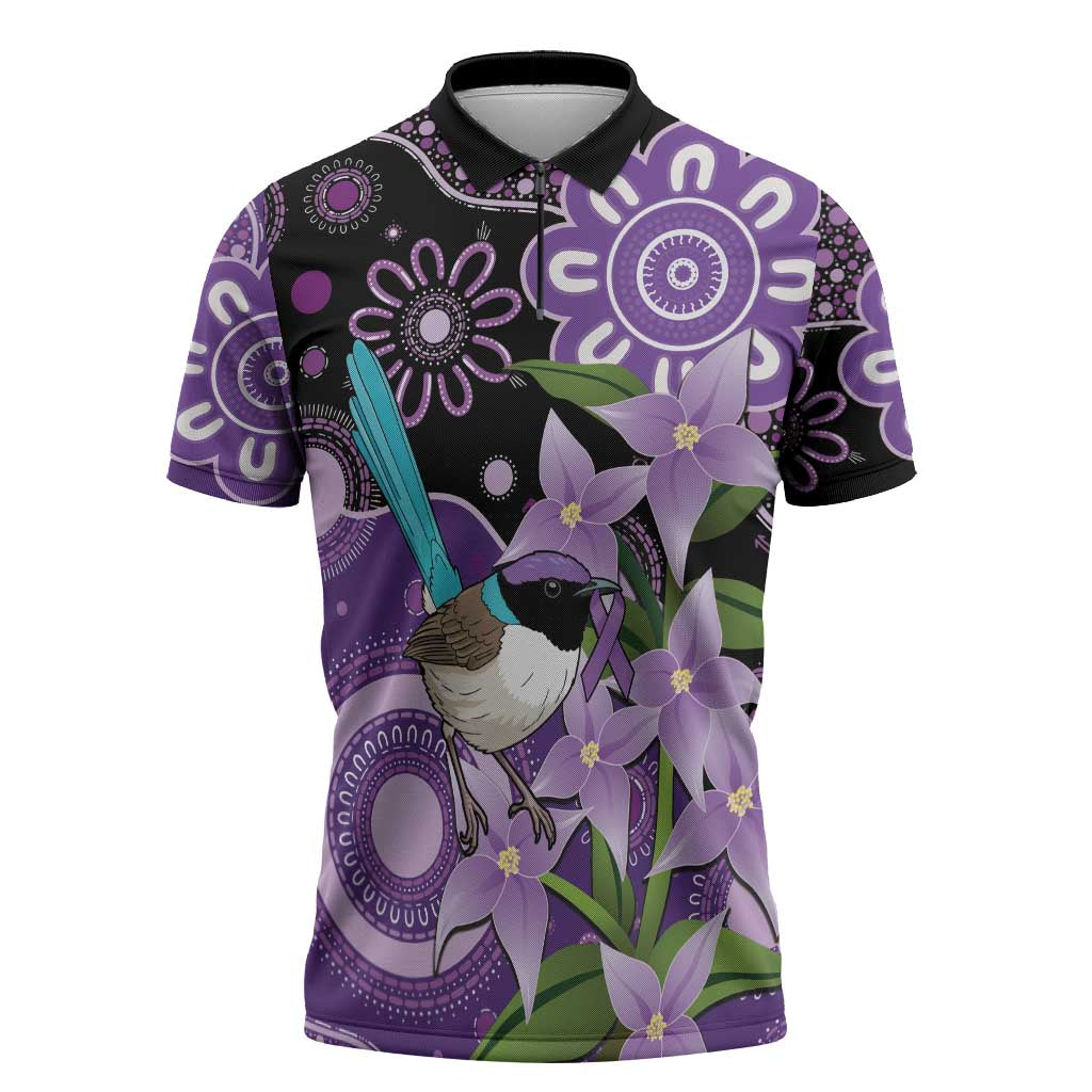 Australia Epilepsy Awareness Zipper Polo Shirt Purple-crowned Fairywren Boronia Aboriginal - Aussie Hoodie