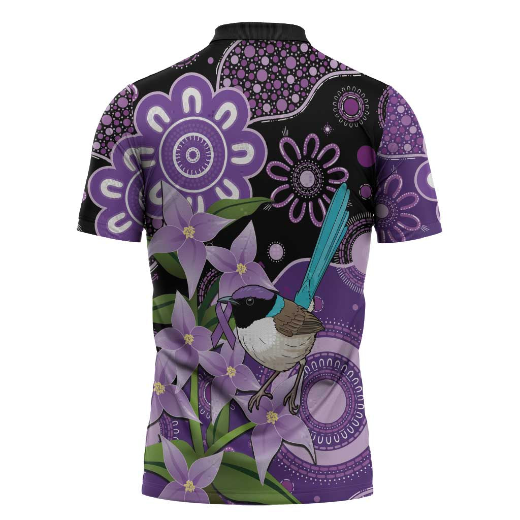 Australia Epilepsy Awareness Zipper Polo Shirt Purple-crowned Fairywren Boronia Aboriginal - Aussie Hoodie