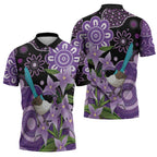 Australia Epilepsy Awareness Zipper Polo Shirt Purple-crowned Fairywren Boronia Aboriginal - Aussie Hoodie