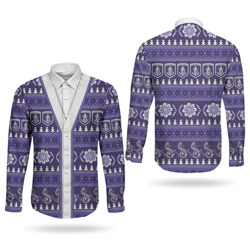 Dockers Football Christmas Couples Matching Off Shoulder Short Dress and Long Sleeve Button Shirt Aboriginal Seamless Cardigan Inspired