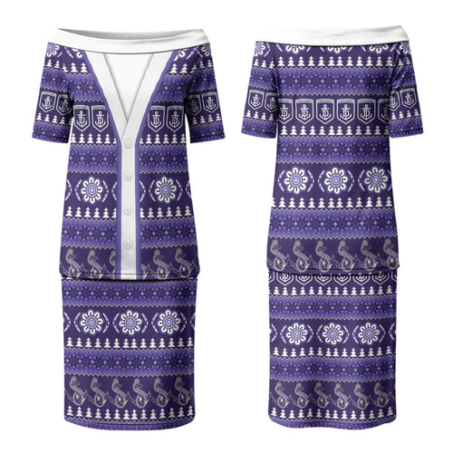 Dockers Football Christmas Couples Matching Puletasi and Hawaiian Shirt Aboriginal Seamless Cardigan Inspired