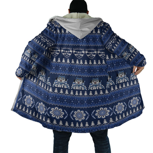 Geelong Cats Football Christmas Cloak Aboriginal Seamless Cardigan Inspired