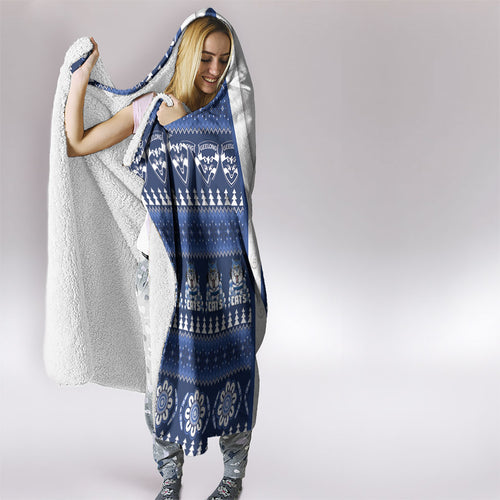 Geelong Cats Football Christmas Hooded Blanket Aboriginal Seamless Cardigan Inspired