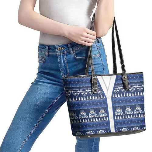 Geelong Cats Football Christmas Leather Tote Bag Aboriginal Seamless Cardigan Inspired